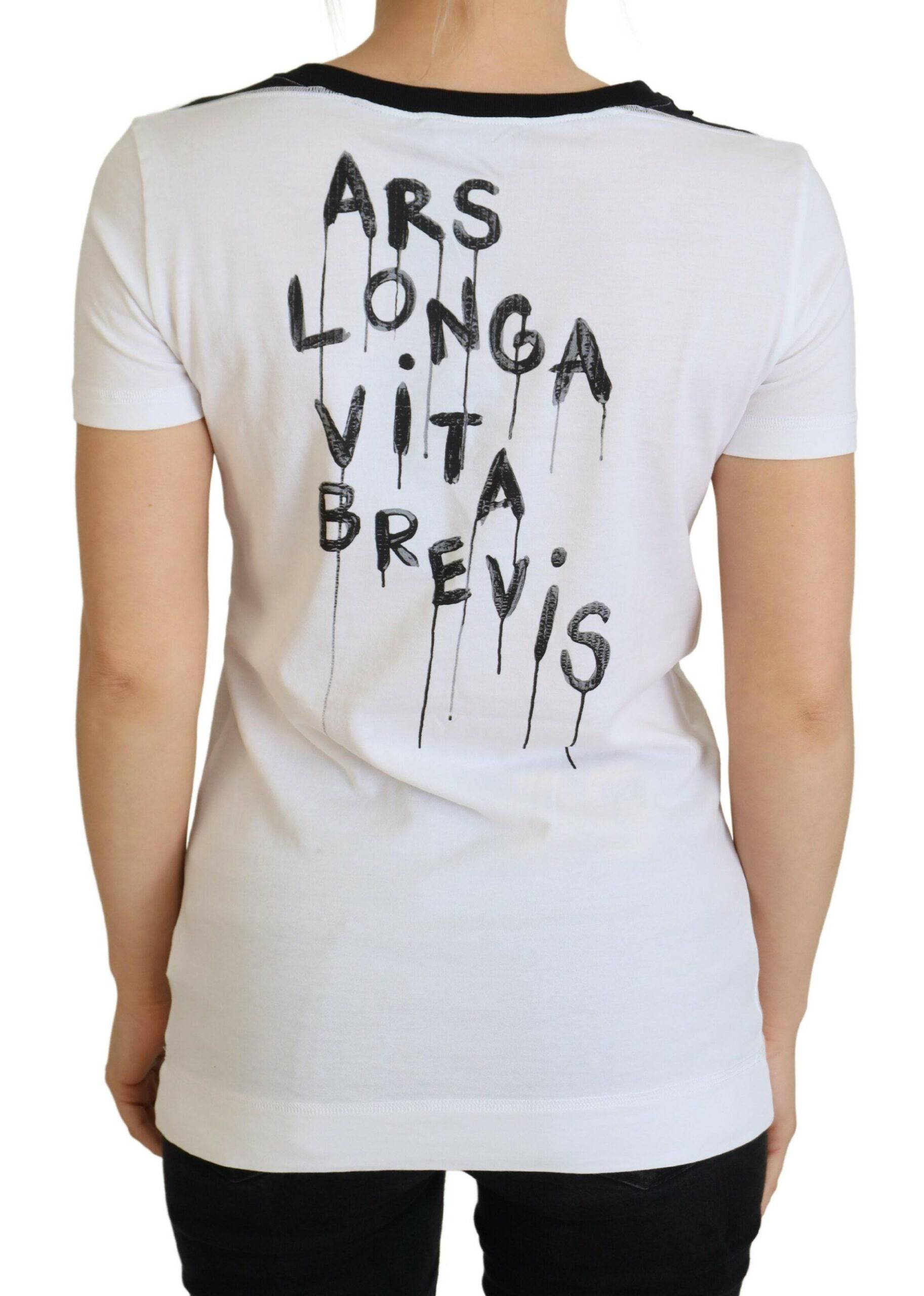 T-shirt blanc en coton Dolce & Gabbana à col rond, vue de face, mode élégante et confortable.