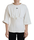 T-shirt blanc Dolce & Gabbana en coton stretch, corset ajusté, avec détails élégants et style sophistiqué visible sur l'image.