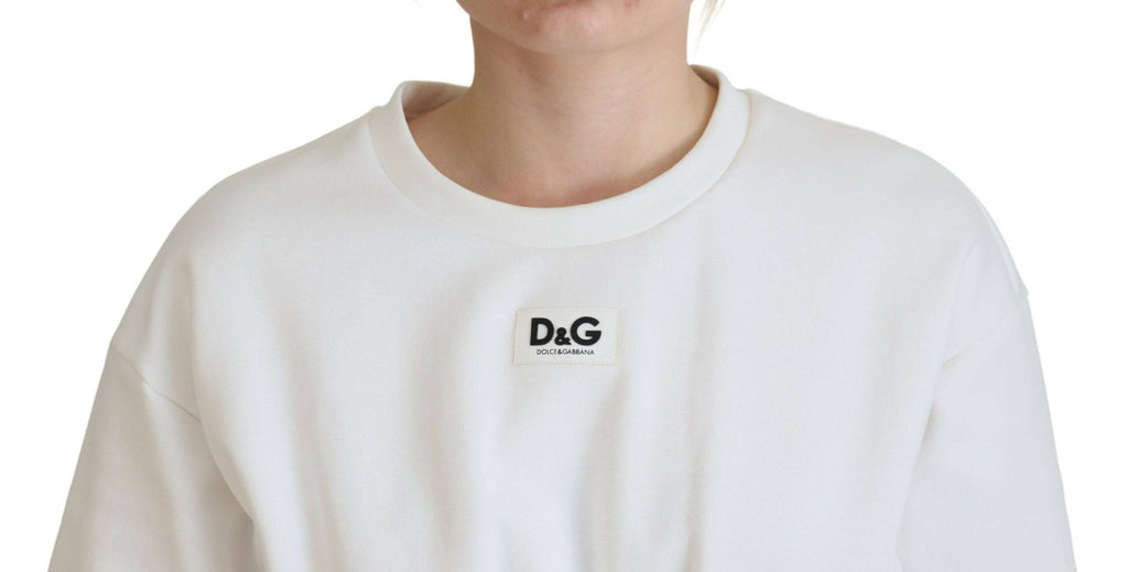 T-shirt blanc Dolce & Gabbana en coton stretch avec corset, détaillé et ajusté, idéal pour un style élégant et moderne.