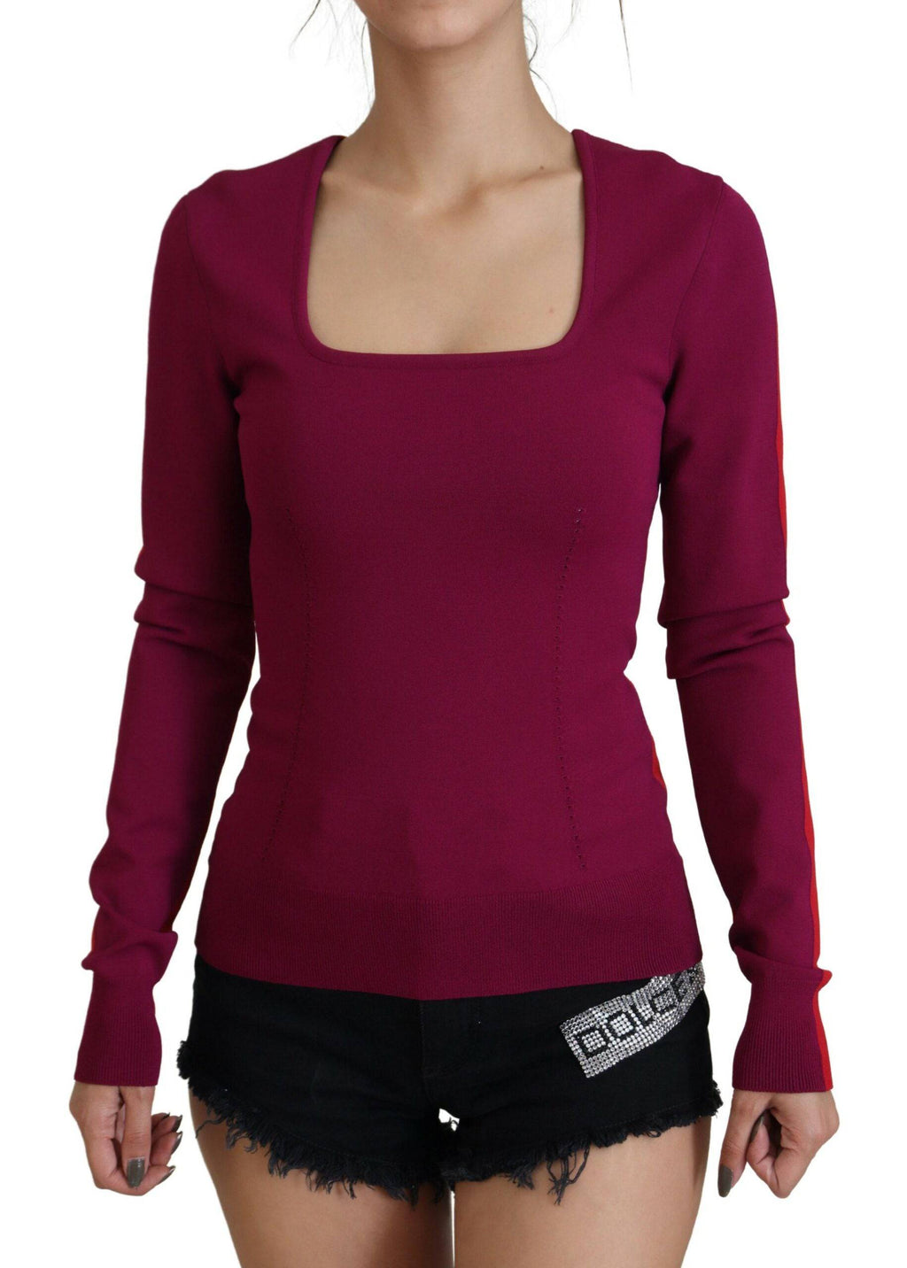 Pull en laine Dolce & Gabbana à col carré multicolore, pullover élégant avec motif coloré, en viscose.