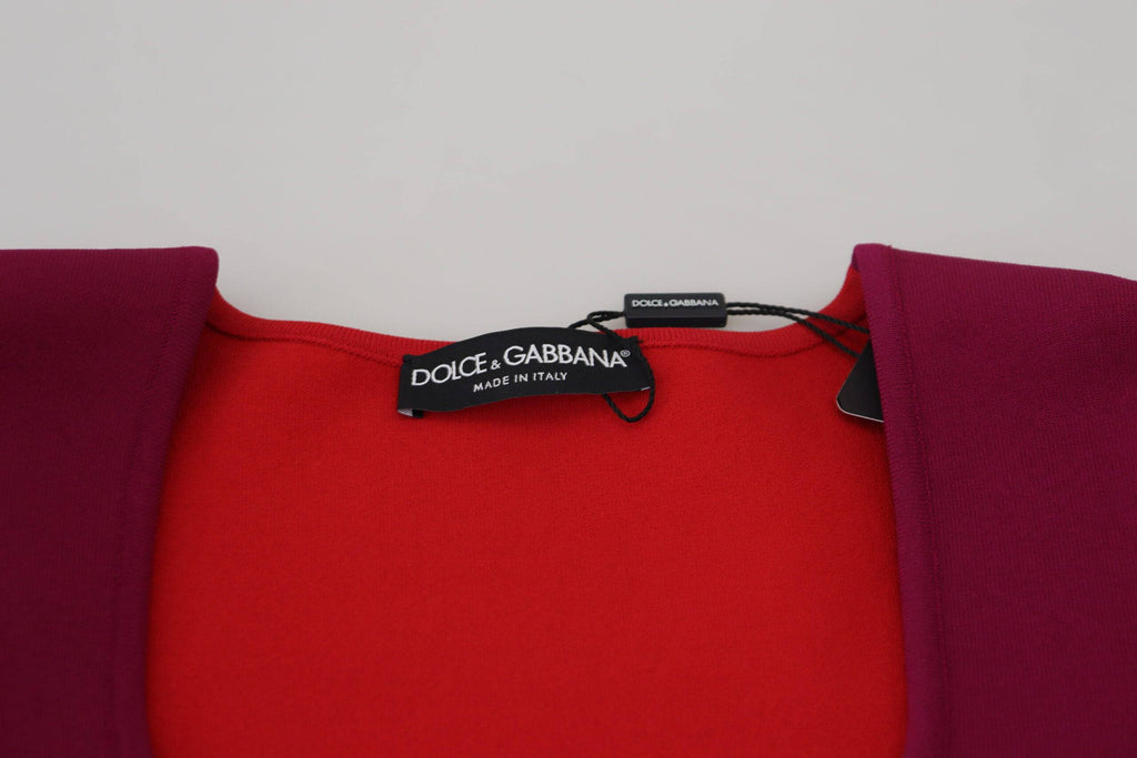 Pull à col carré en viscose multicolore de Dolce & Gabbana, pull-over élégant avec détails colorés.
