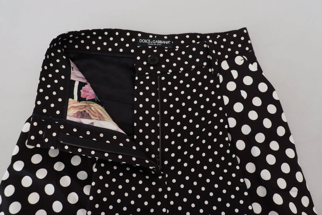 Pantalons à taille haute Dolce & Gabbana à pois multicolores, style élégant et tendance, en tissu léger.