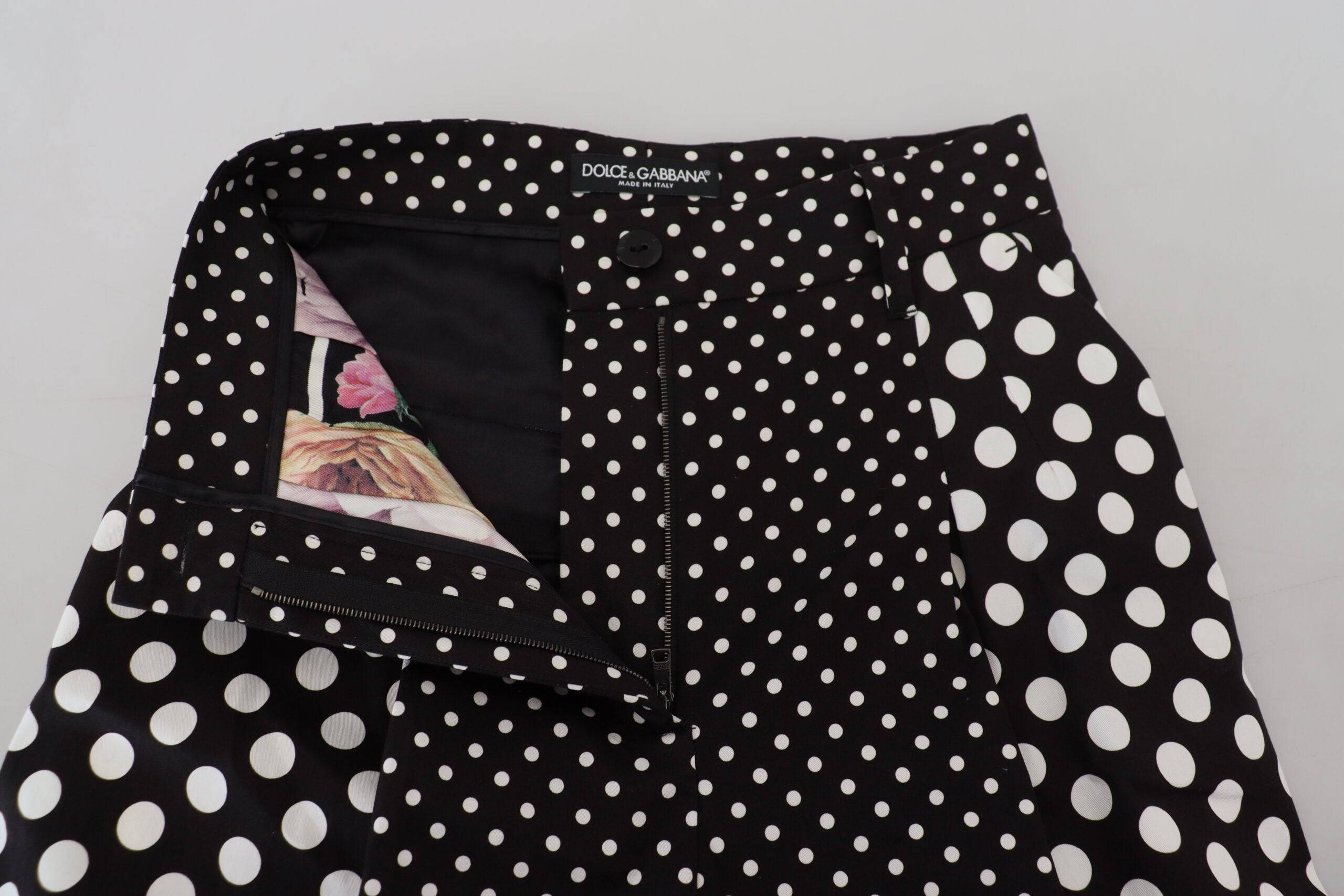 Pantalons à taille haute Dolce & Gabbana à pois multicolores, style élégant et tendance, en tissu léger.