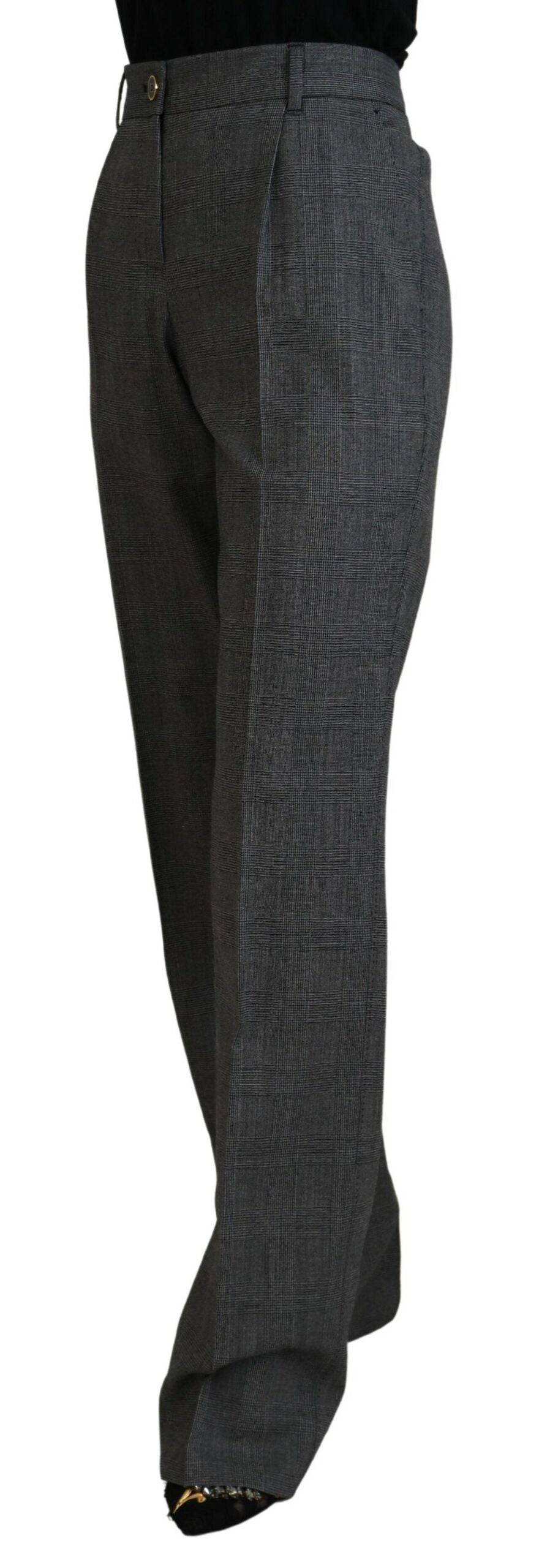 Pantalon en laine gris à taille haute pour femmes de Dolce & Gabbana, coupe élégante et sophistiquée.
