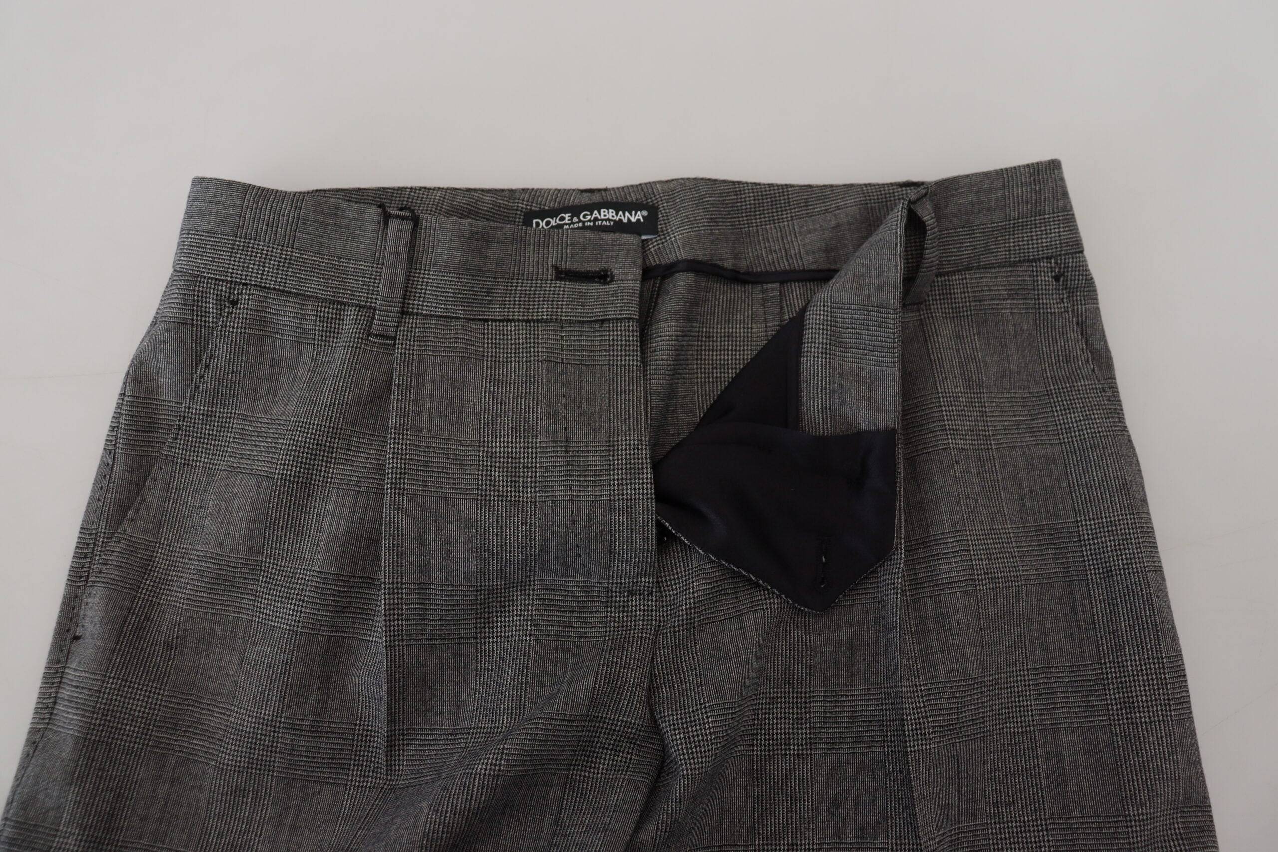 Pantalon en laine gris à taille haute pour femme Dolce & Gabbana, coupe élégante et tissu doux visible sur l'image.