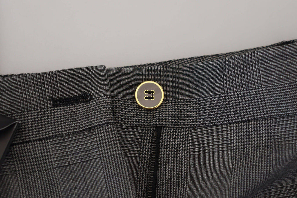 Pantalon pour femmes en laine gris à taille haute de Dolce & Gabbana, style élégant et moderne.