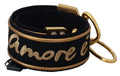 Sangle d'épaule en laiton avec logo Dolce & Gabbana noir et or pour sac à main, design élégant et luxe.