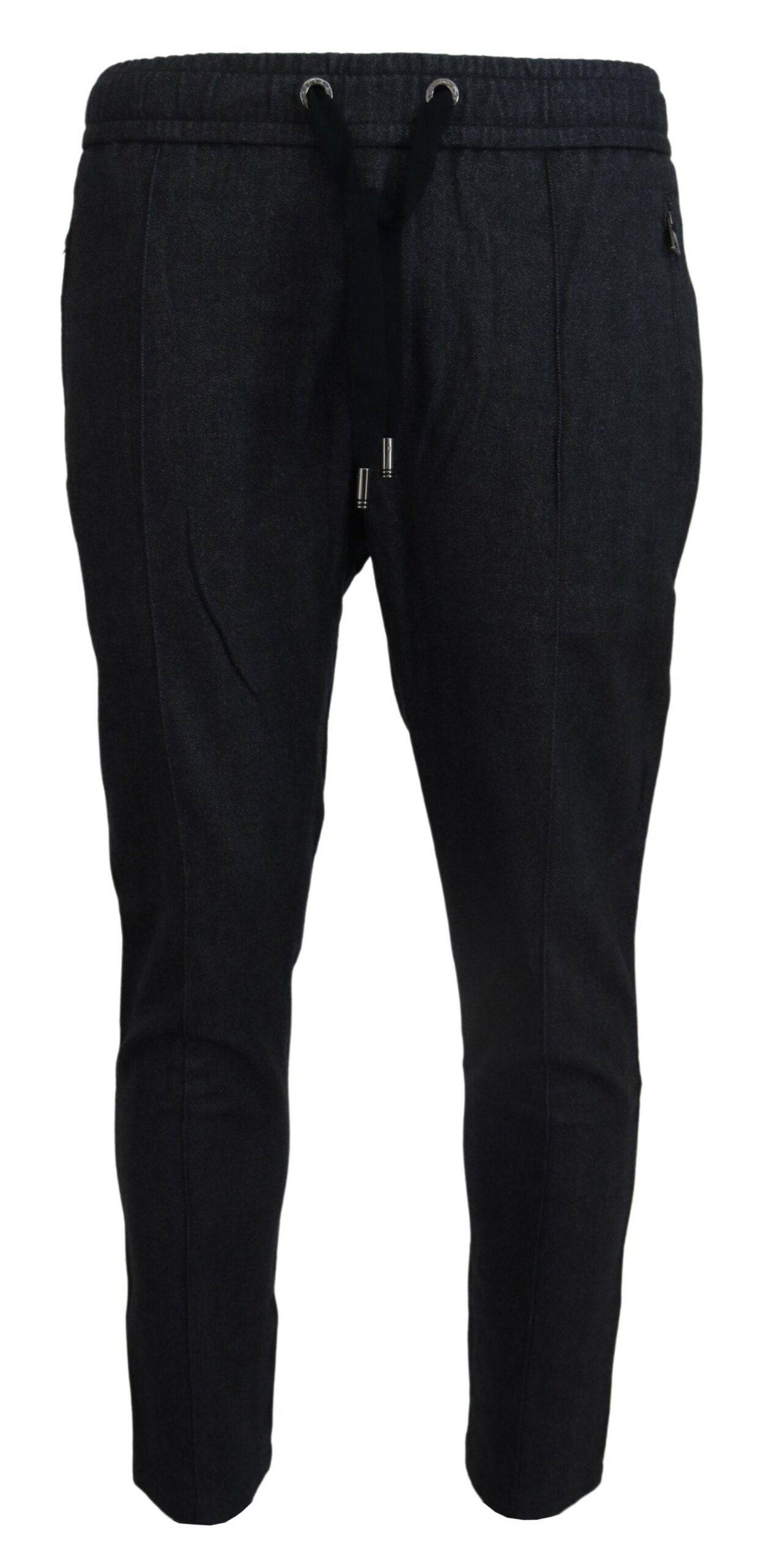 Pantalon jogging gris en coton pour homme de Dolce & Gabbana, style décontracté et confortable, vue de face.