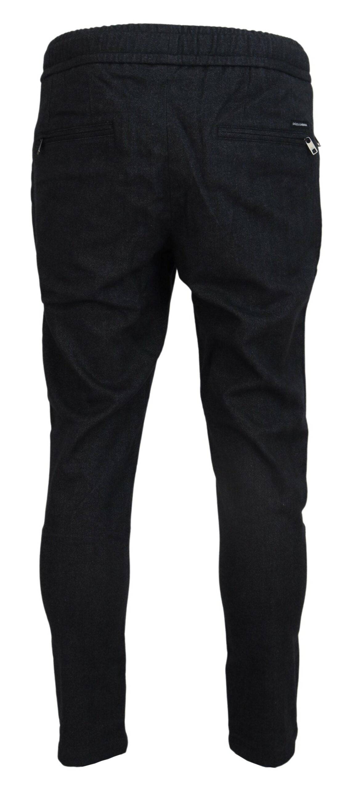 Pantalon jogging gris en coton pour homme de Dolce & Gabbana, style décontracté et confortable.