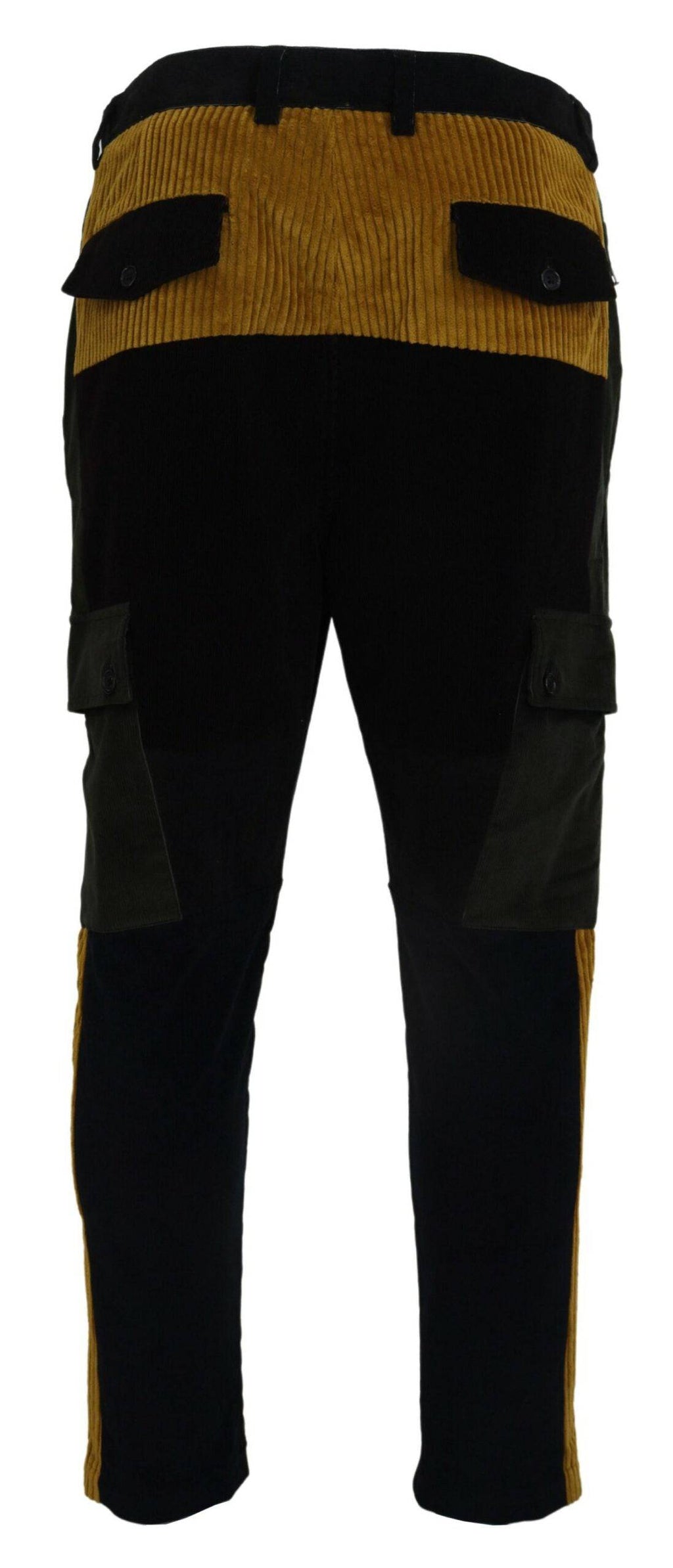 Pantalons pour hommes Dolce & Gabbana en coton noir et jaune, style élégant et confortable.