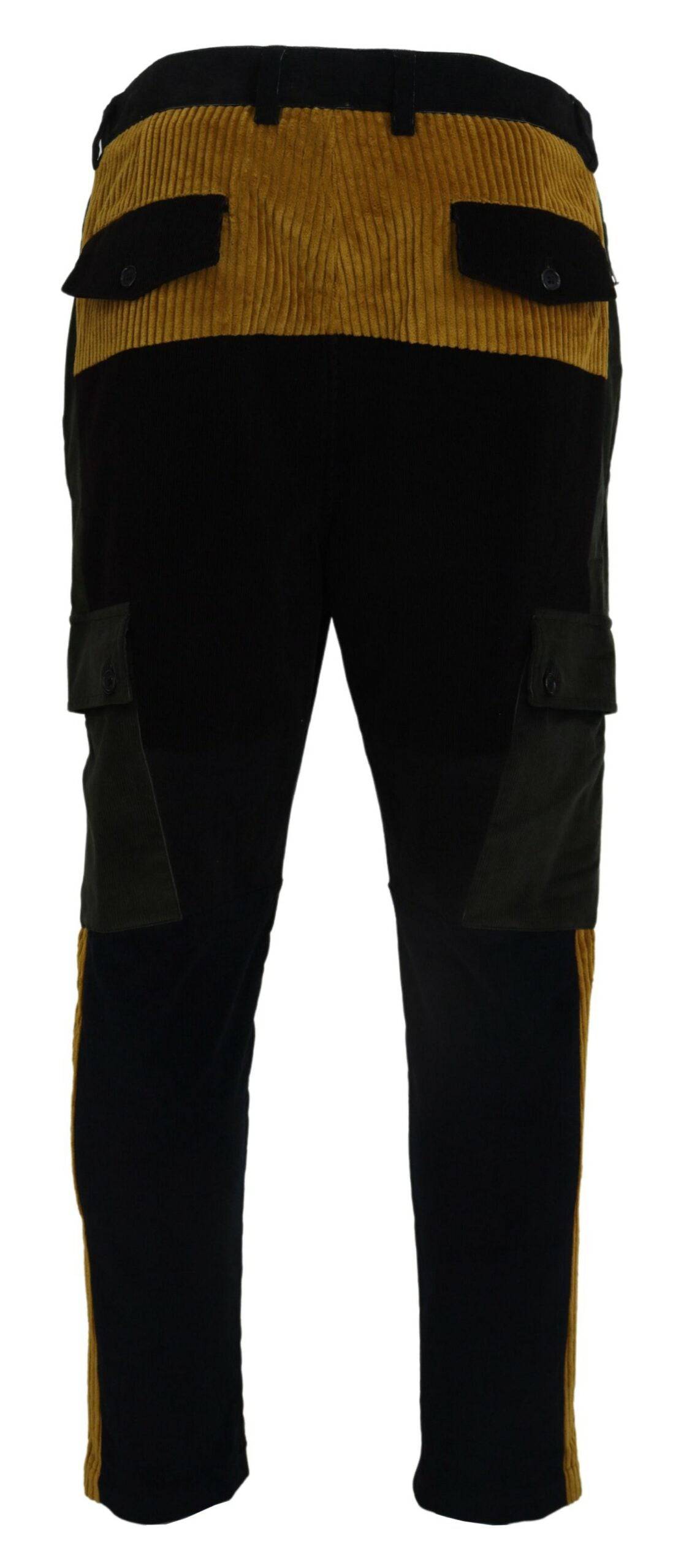 Pantalons pour hommes Dolce & Gabbana en coton noir et jaune, style élégant et confortable.