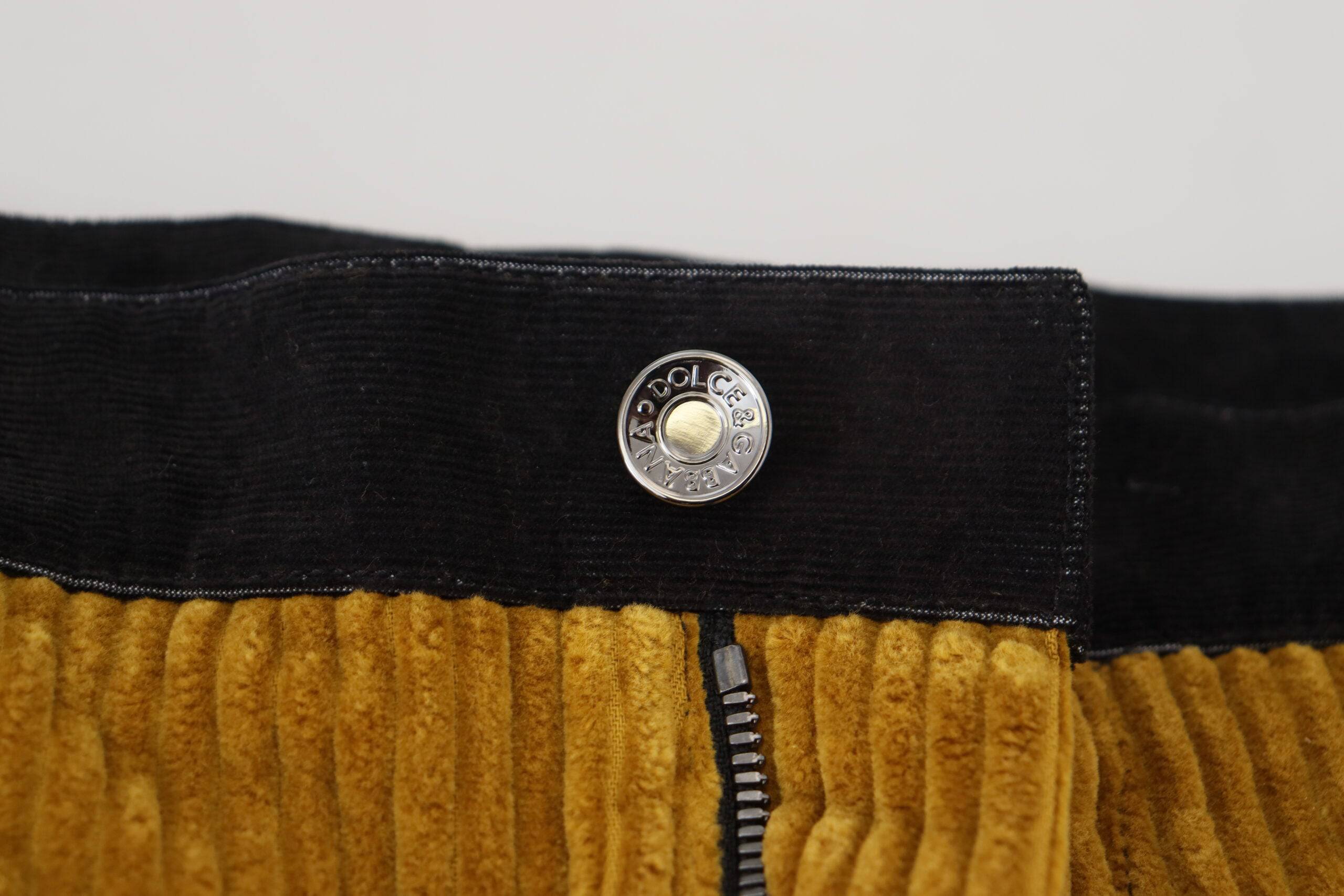 Pantalon homme noir et jaune en coton de Dolce & Gabbana, style élégant et moderne.