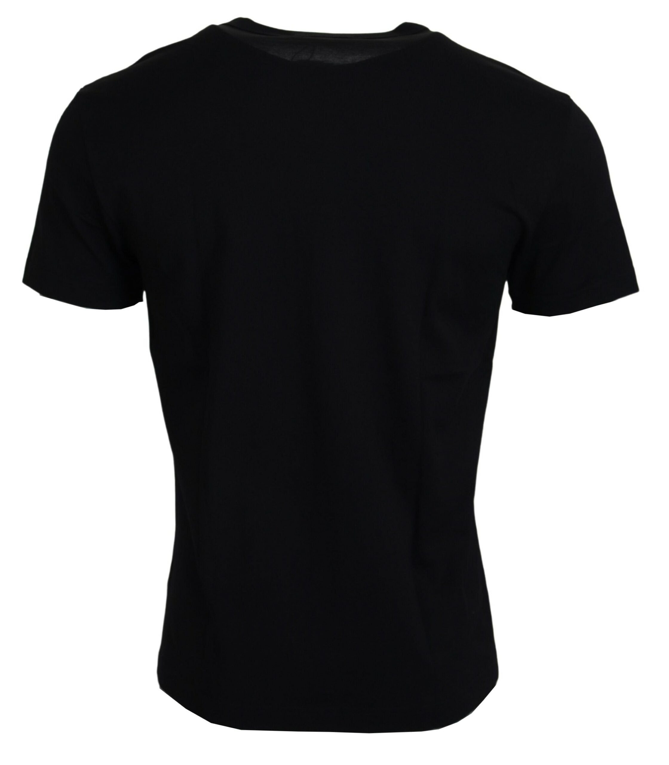 T-shirt noir à manches courtes Dolce & Gabbana en coton avec logo Sneak Peek visible sur le devant.