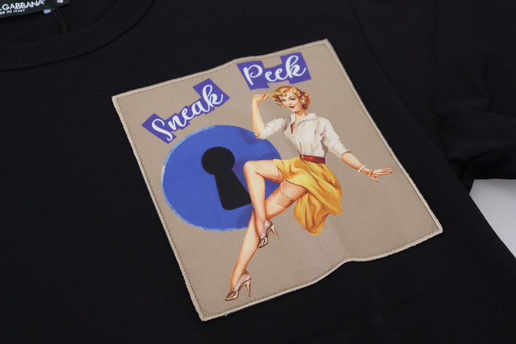 T-shirt à manches courtes en coton noir Dolce & Gabbana, vue de face, style décontracté et élégant.