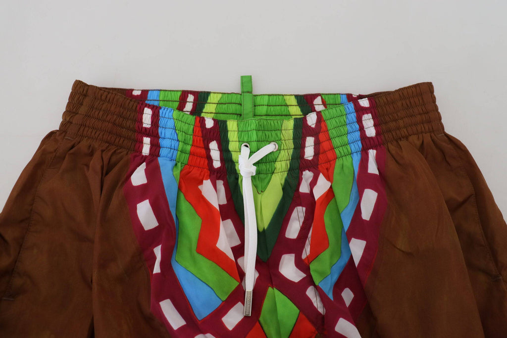 Shorts de bain pour homme Dsquared², multicolores avec imprimé, vêtements de plage décontractés et tendance.