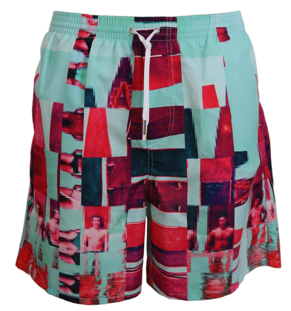 Shorts de plage multicolores de la marque Dsquared², imprimés, parfaits pour la baignade.