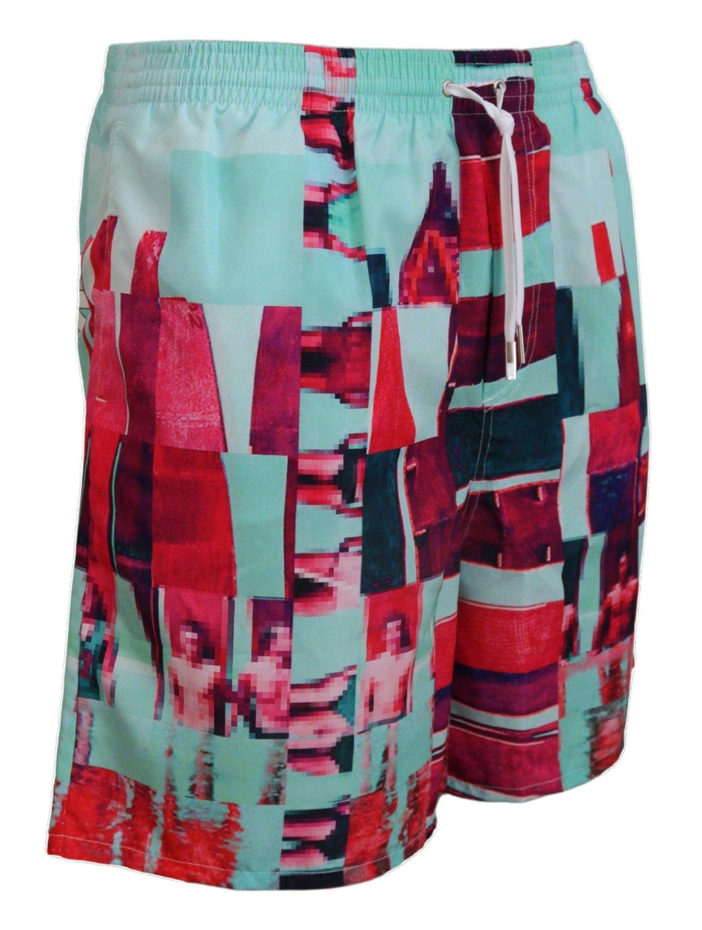 Shorts de bain multicolores de la marque Dsquared² avec motif imprimé pour plage et baignade.