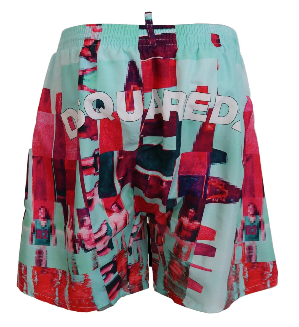 Shorts de bain multicolores de la marque Dsquared² avec imprimé pour plage, vêtement de maillot de bain casual.