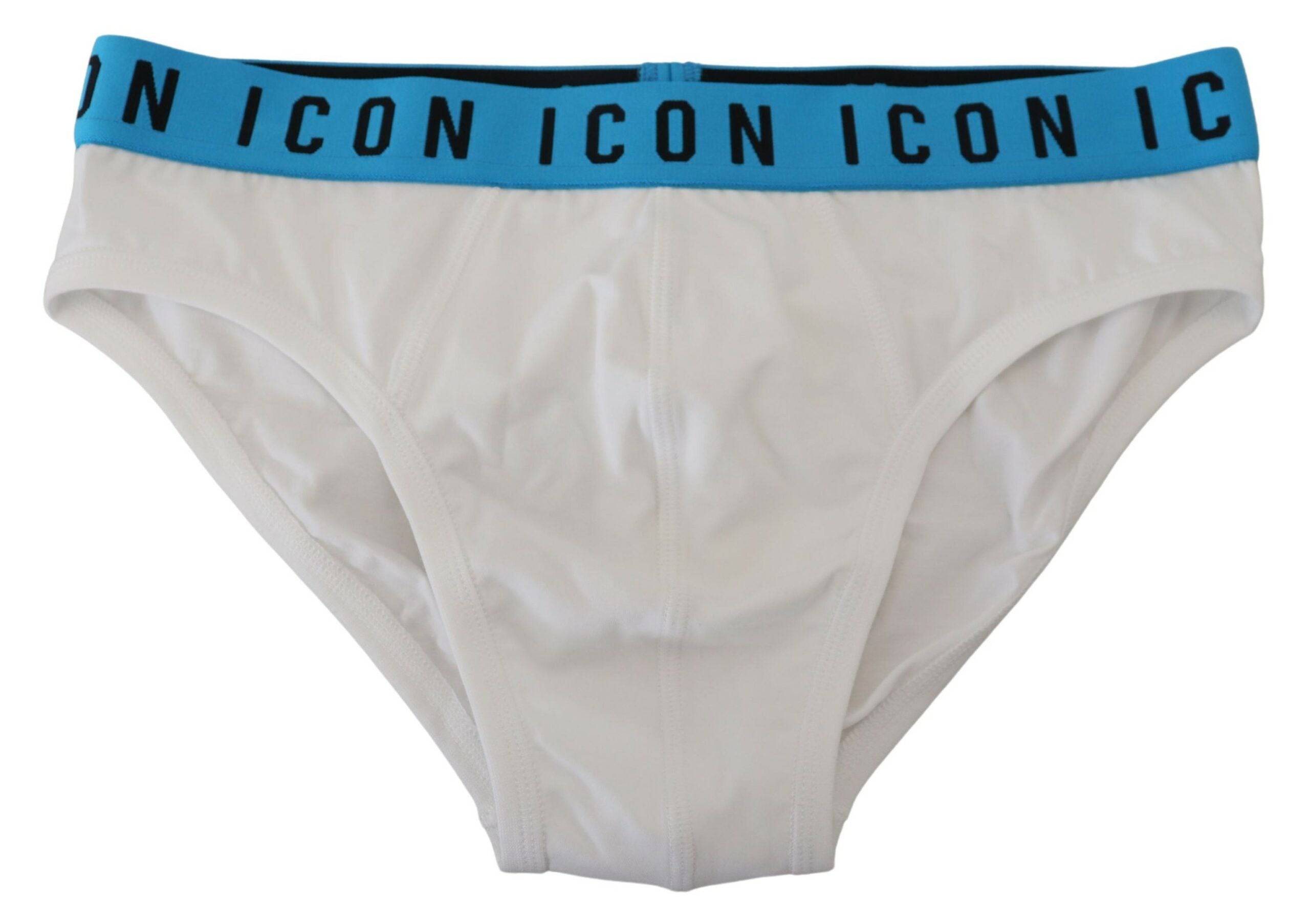 Culotte blanche pour homme Dsquared² en coton stretch avec logo icon, sous-vêtements confortables et ajustés.