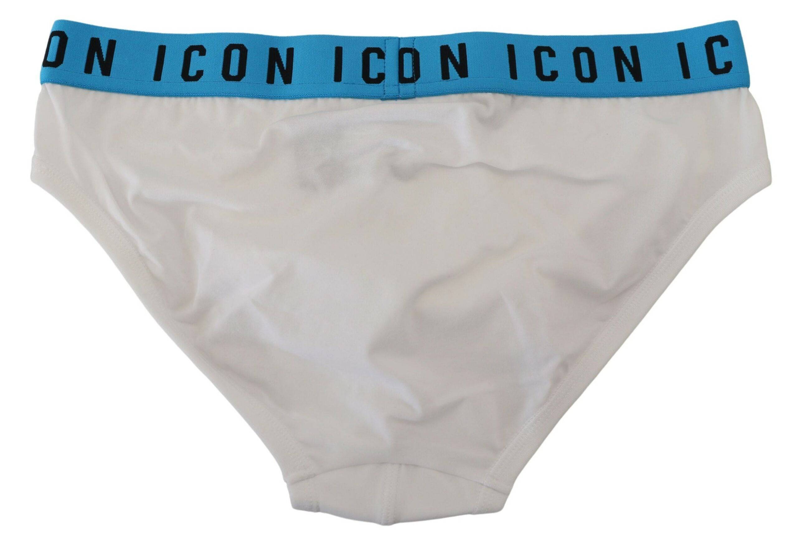 Caleçon blanc pour homme Dsquared² avec logo icon en coton stretch, sous-vêtements confortables et élégants.