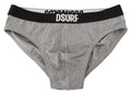 Sous-vêtements homme gris Dsquared² DSURF Logo en coton stretch, slips confortables et élégants avec logo visible.