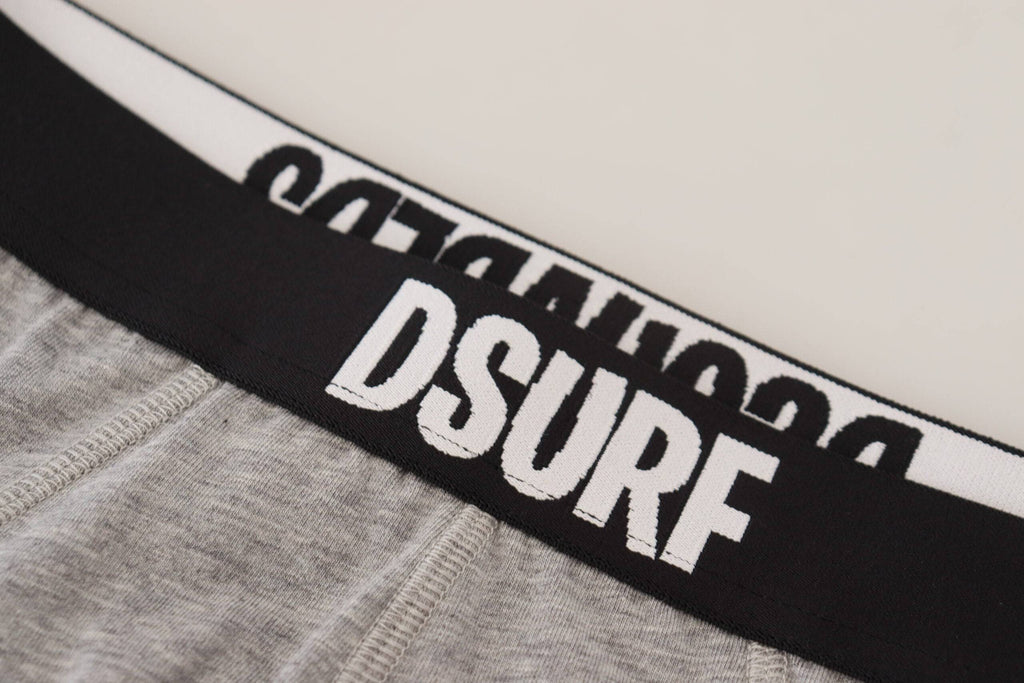 Sous-vêtements homme gris Dsquared² DSURF Logo en coton stretch, brève confortable et stylée, vue de face.