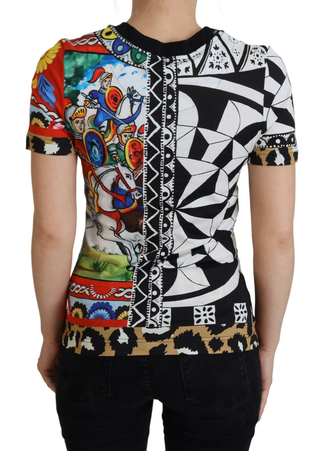 Chemisier pour femme Dolce & Gabbana à imprimé multicolore, modèle exclusif, tissu léger et élégant.