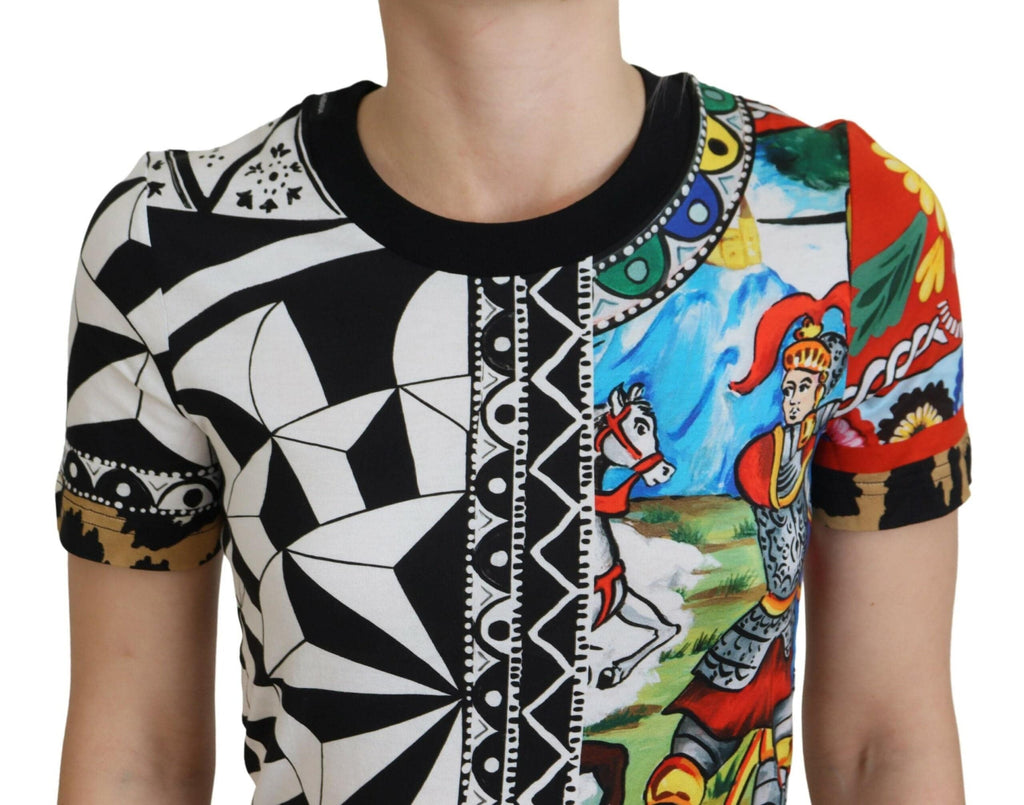 Chemise femme exclusive Dolce & Gabbana à imprimé multicolore, style élégant et tendance, vue de face sur fond neutre.
