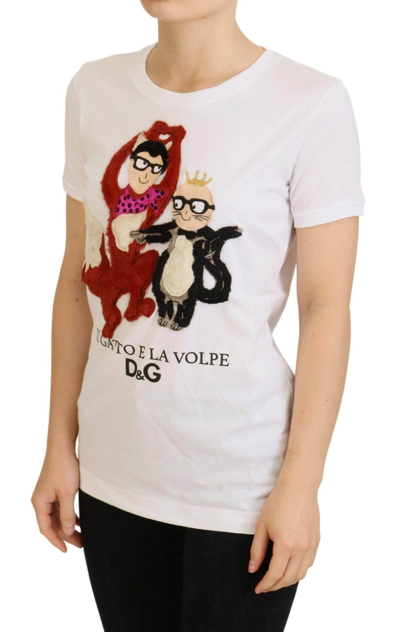 T-shirt Dolce & Gabbana blanc à texture, manches courtes et design simple, vue de face.