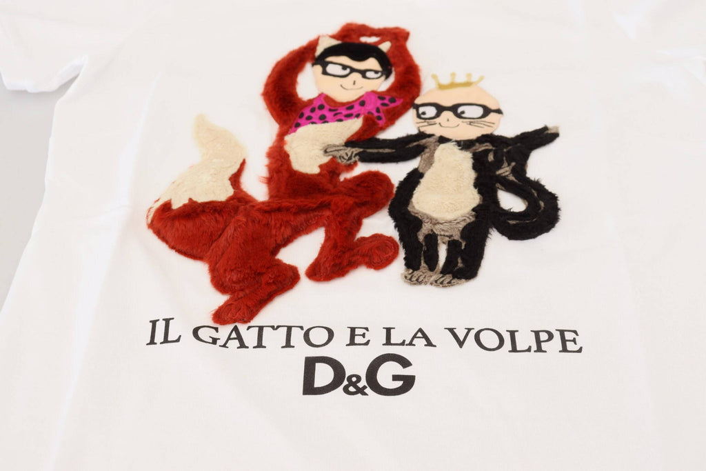 T-shirt Dolce & Gabbana blanc à texture, manches courtes, style décontracté, visible sur l'image.