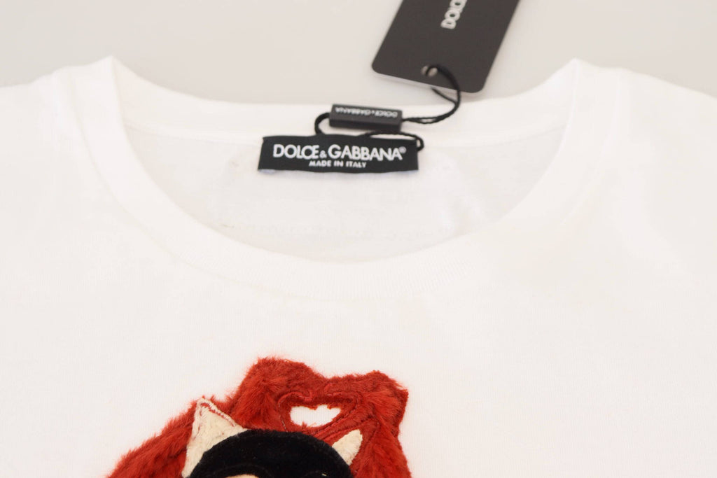 T-shirt blanc Dolce & Gabbana à manches courtes, texturé, style décontracté, vue de face avec logo visible