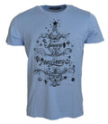 T-shirt en coton Dolce & Gabbana Light Blue Happy New Year 2017, design coloré et graphique, vue de face.