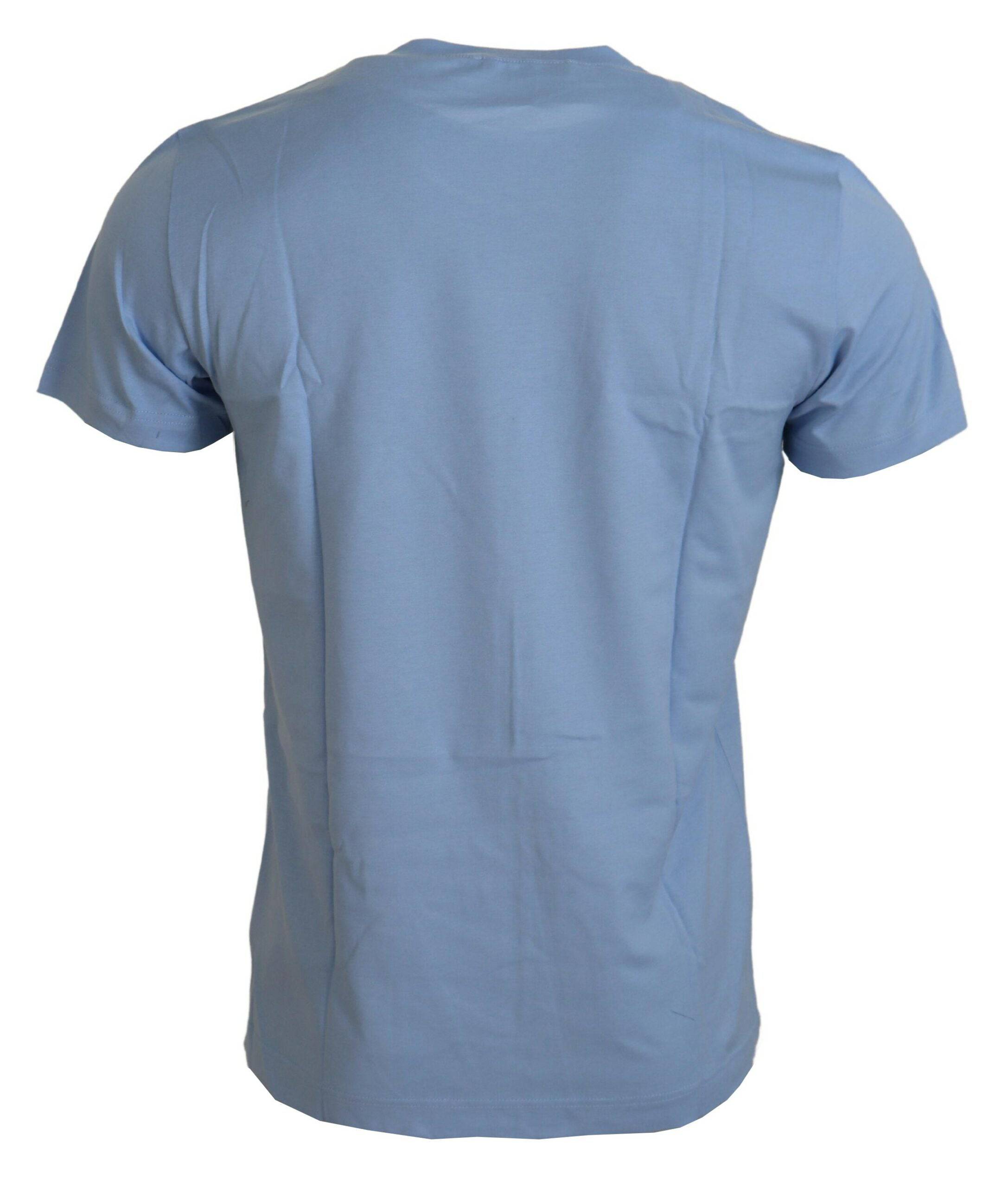 T-shirt en coton Dolce & Gabbana Light Blue Happy New Year 2017, design coloré et graphique, vue de face.