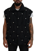 Veste sans manches noire Dolce & Gabbana avec embellissements en métal et détails élégants, vue de face.