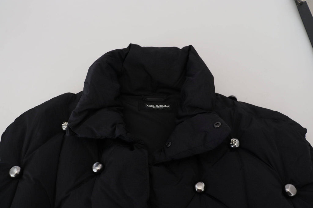 Veste sans manches noire Dolce & Gabbana avec embellissements en métal et détails élégants.