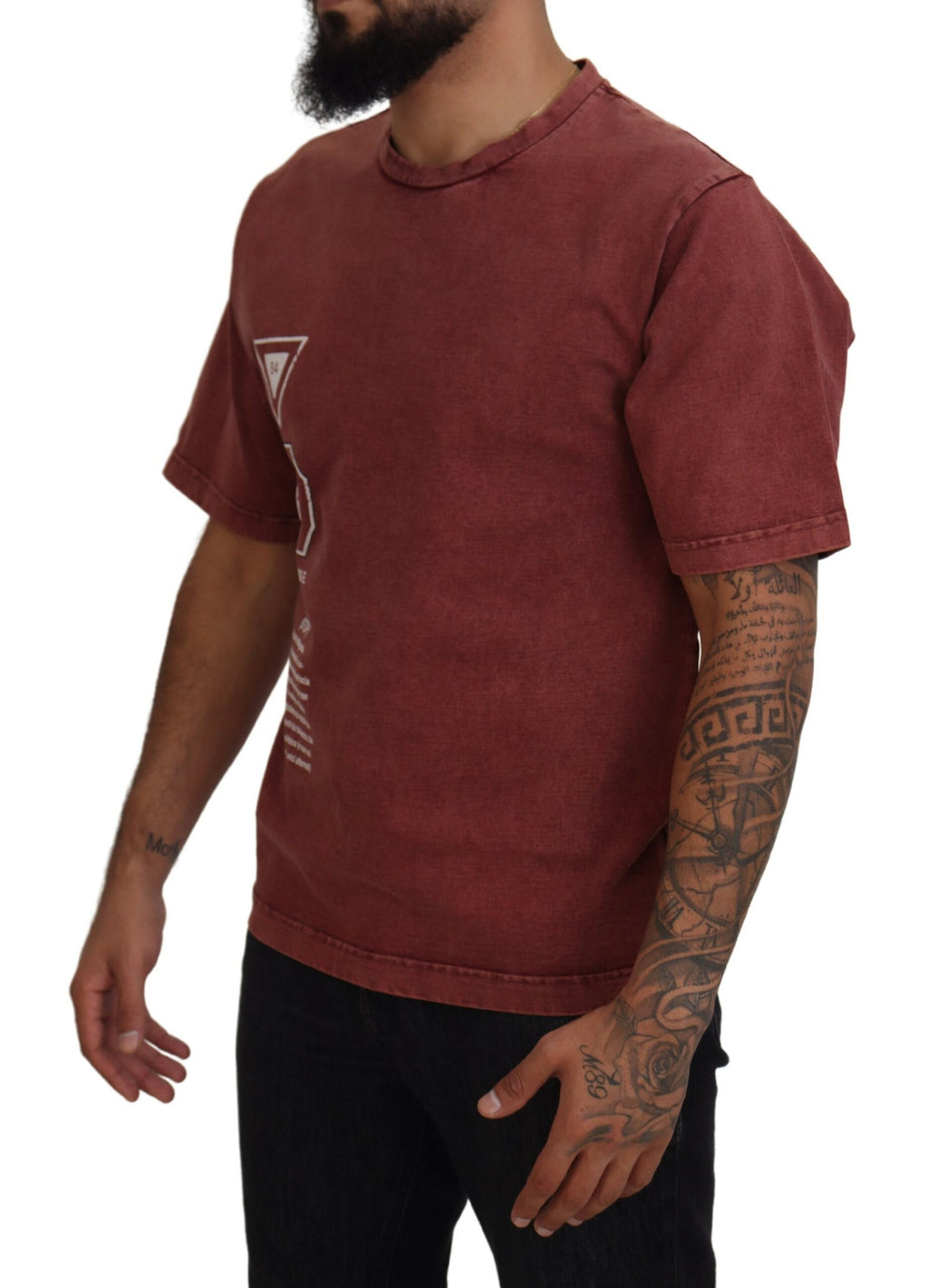 T-shirt Dolce & Gabbana à manches courtes avec motif marron et col rond, design élégant et moderne.