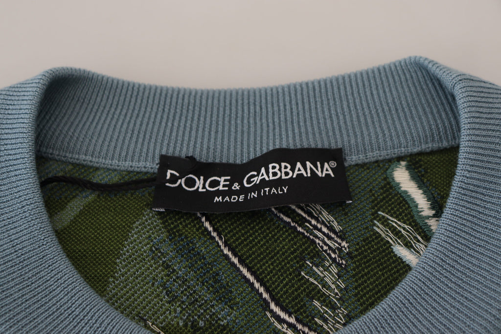 Pull en laine multicolore avec logo Dolce & Gabbana, motif jungle, pull-over tendance et confortable.