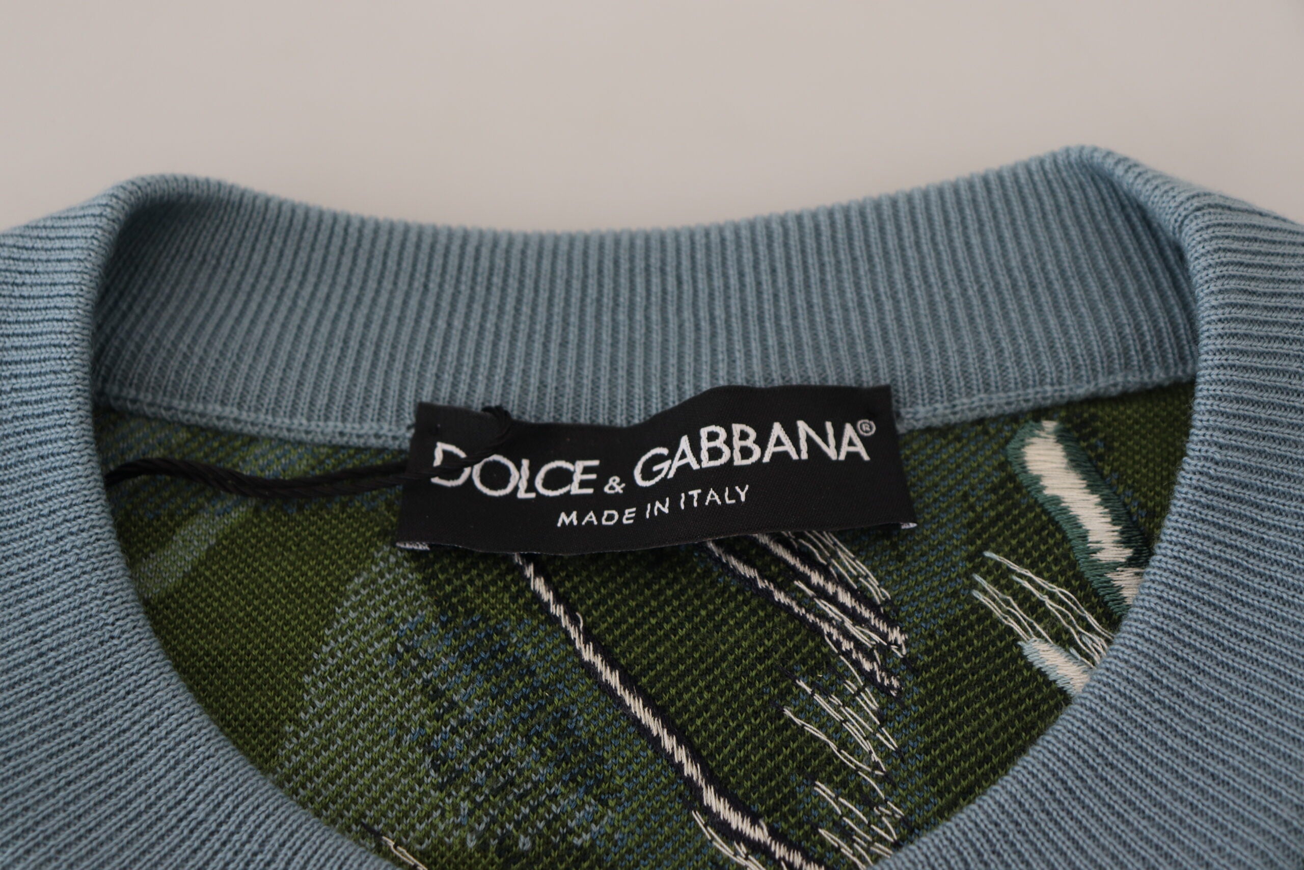 Pull en laine multicolore avec logo Dolce & Gabbana, motif jungle, pull-over tendance et confortable.