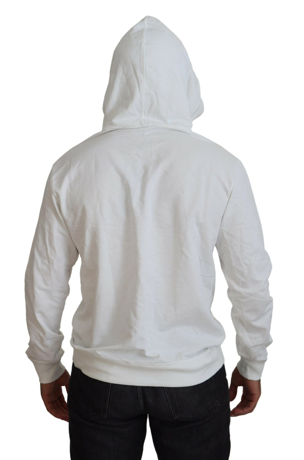 Sweat à capuche en coton blanc Dolce & Gabbana avec logo, pull décontracté et élégant, pour homme ou femme.