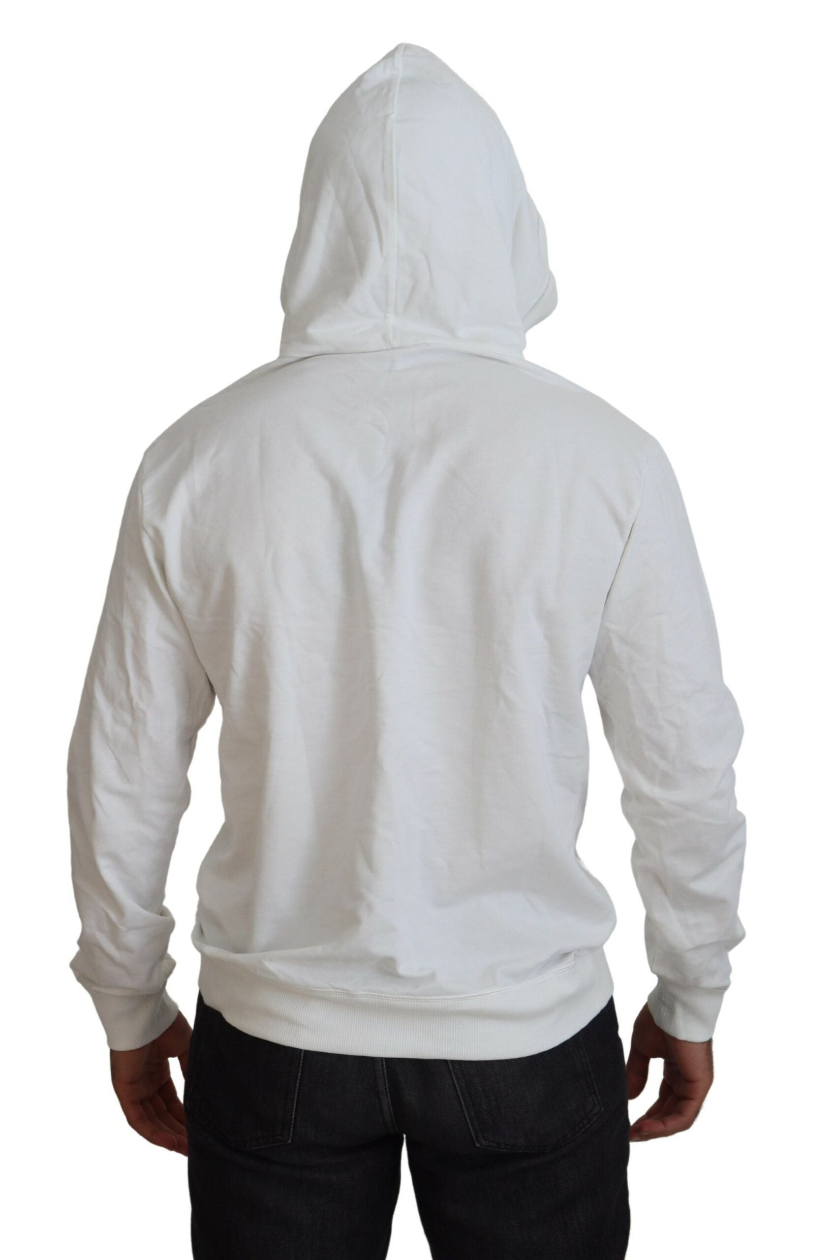 Sweat à capuche en coton blanc Dolce & Gabbana avec logo, pull décontracté et élégant, pour homme ou femme.
