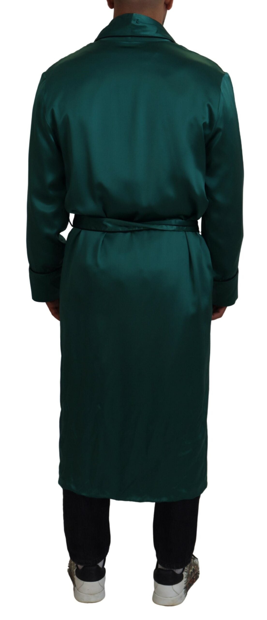 Ceinture en soie verte de Dolce & Gabbana pour robe de nuit ou pyjama, détail élégant et raffiné.