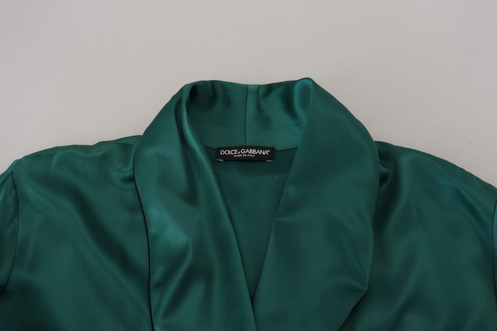 Ceinture en soie verte de Dolce & Gabbana pour robe de nuit ou pyjama, élégante et sophistiquée.