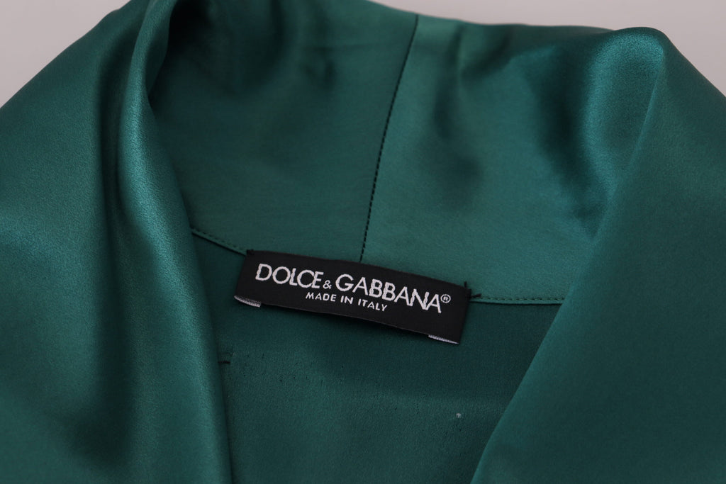 Ceinture de robe de nuit en soie verte Dolce & Gabbana, ceinture de taille élégante et douce, pour un style sophistiqué.