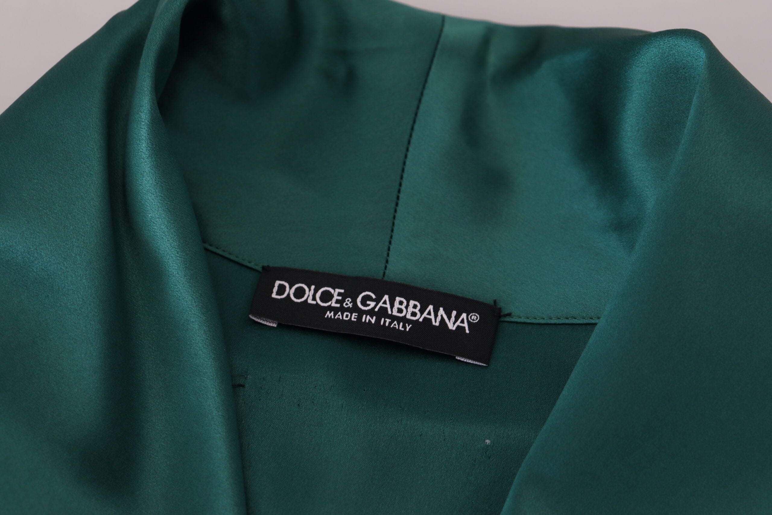Ceinture de robe de nuit en soie verte Dolce & Gabbana, ceinture de taille élégante et douce, pour un style sophistiqué.