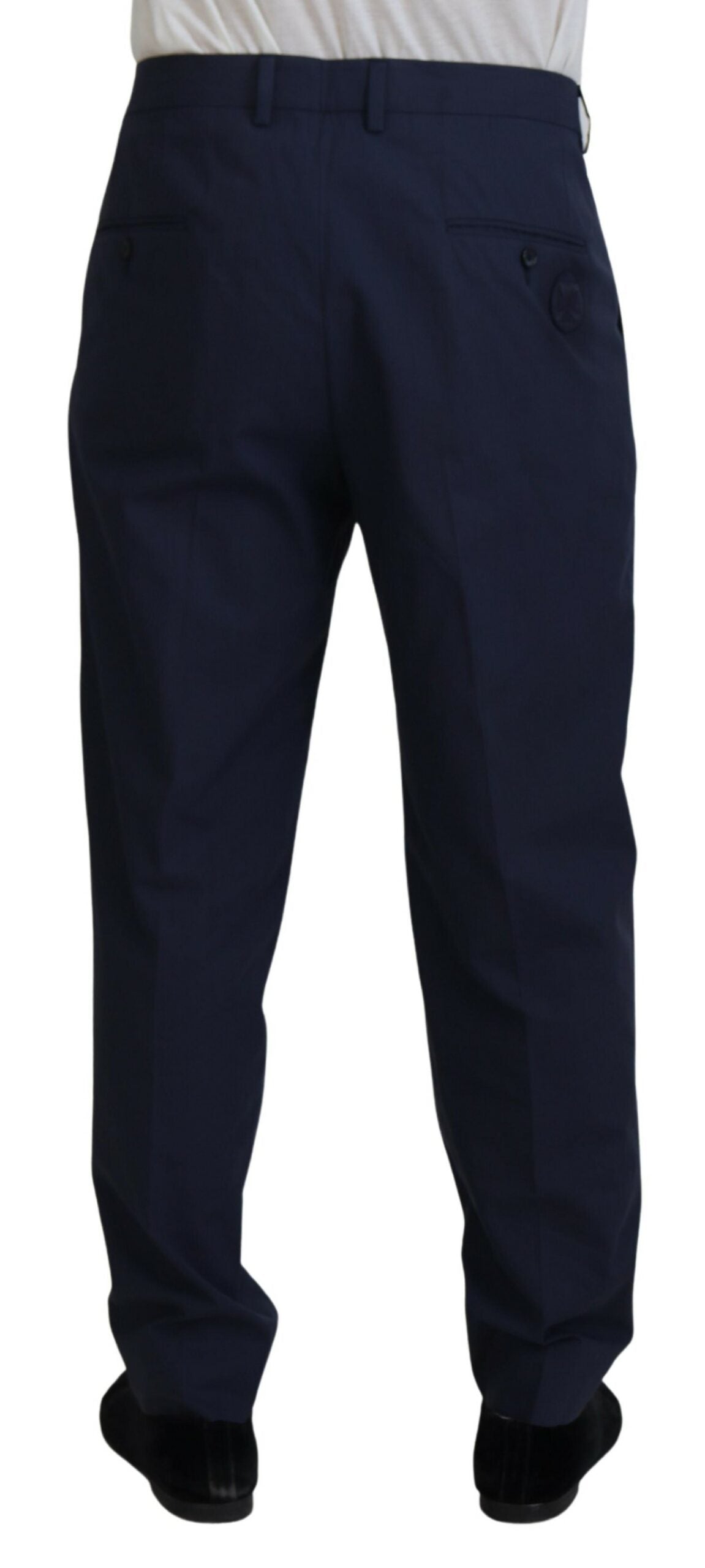 Pantalon formel en coton bleu foncé de Dolce & Gabbana, chino élégant pour homme.