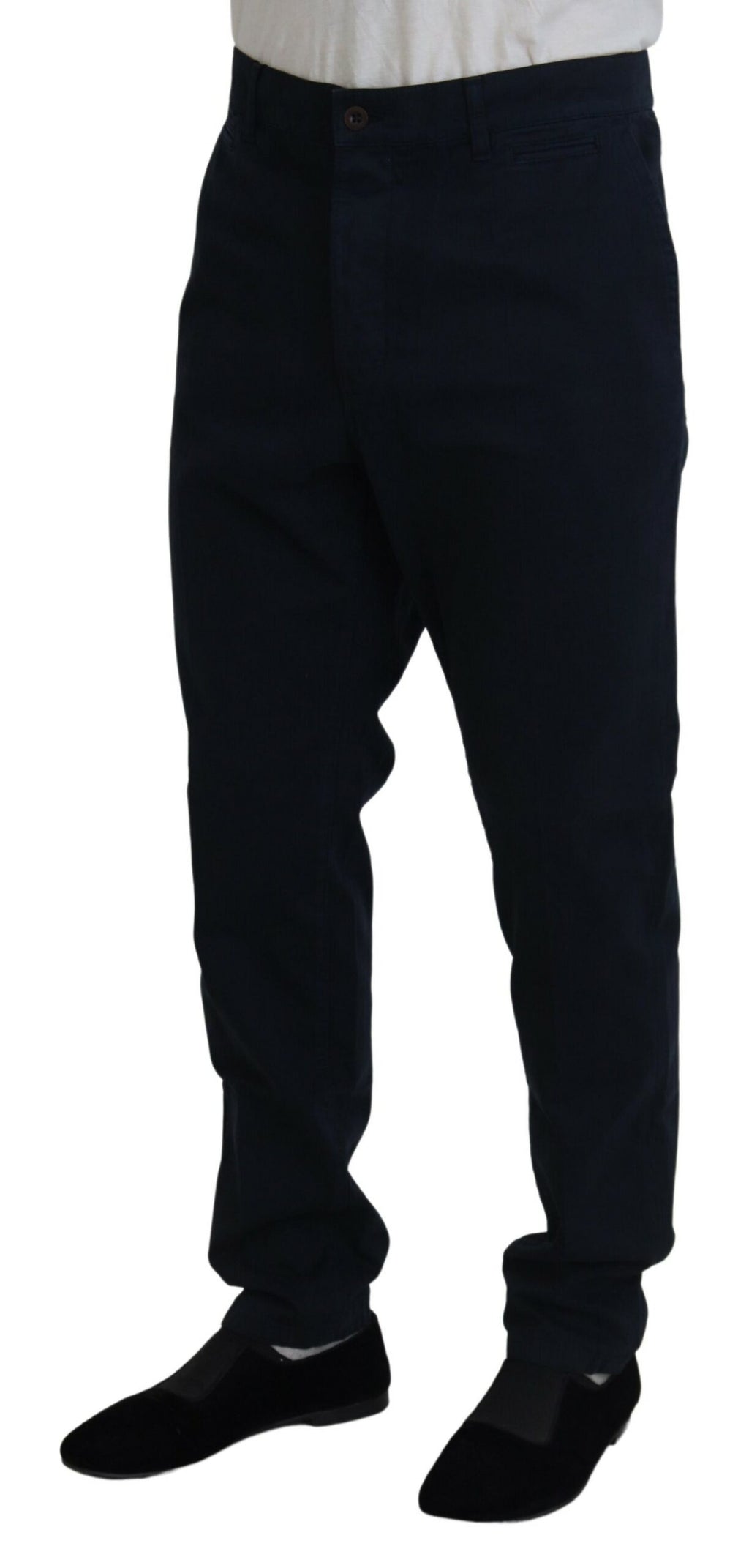 Pantalon formel pour homme Dolce & Gabbana en coton bleu, style élégant et moderne.