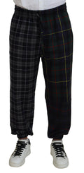 Pantalons joggers pour homme Dolce & Gabbana en laine multicolore à carreaux, style décontracté et tendance.