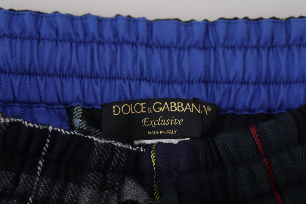 Pantalon jogger pour homme Dolce & Gabbana en laine à carreaux multicolores, confortable et tendance.