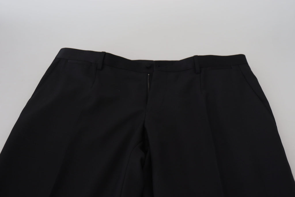 Pantalon formel Dolce & Gabbana en laine noire, chino, coupe élégante, style habillé pour homme.