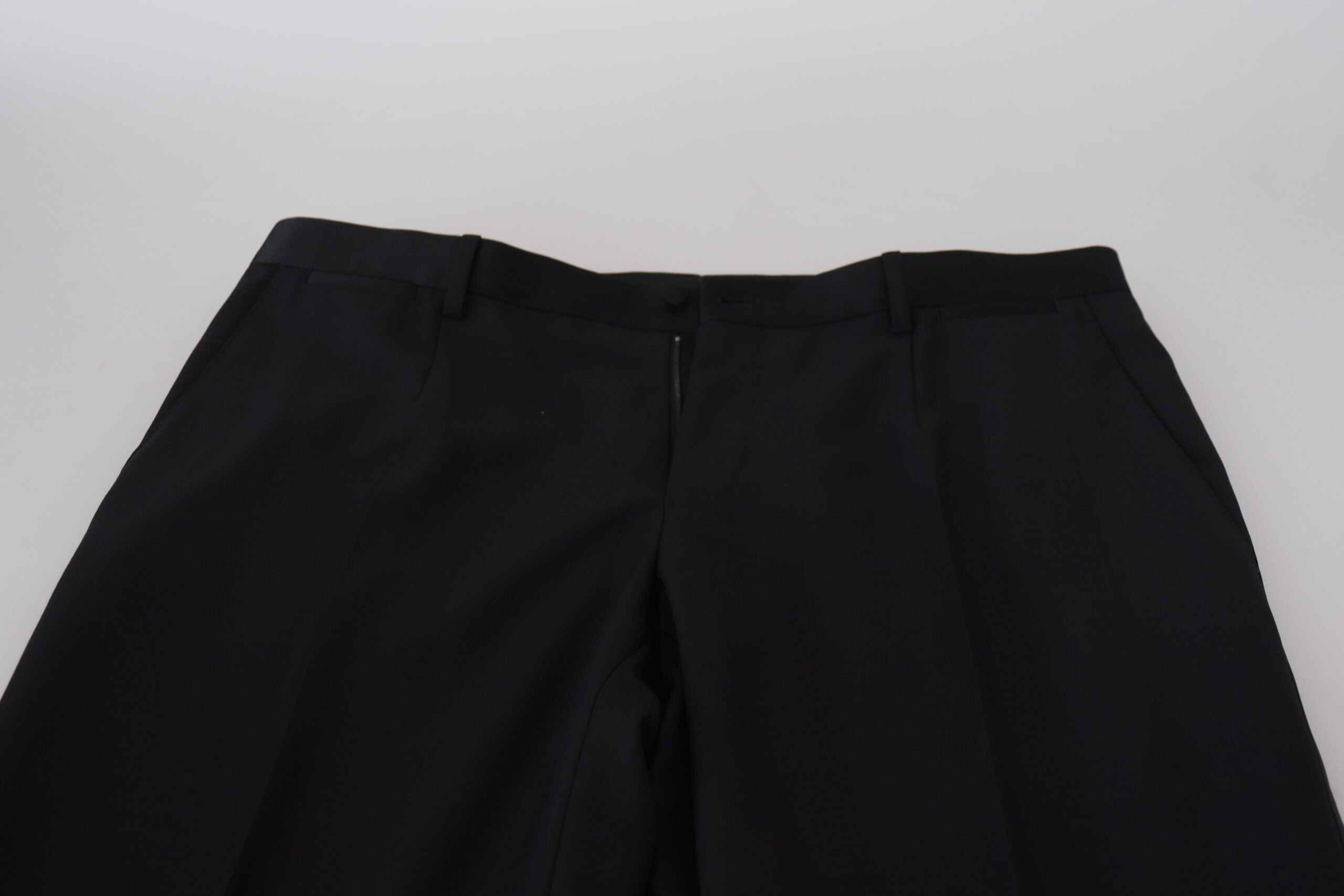 Pantalon formel Dolce & Gabbana en laine noire, chino, coupe élégante, style habillé pour homme.